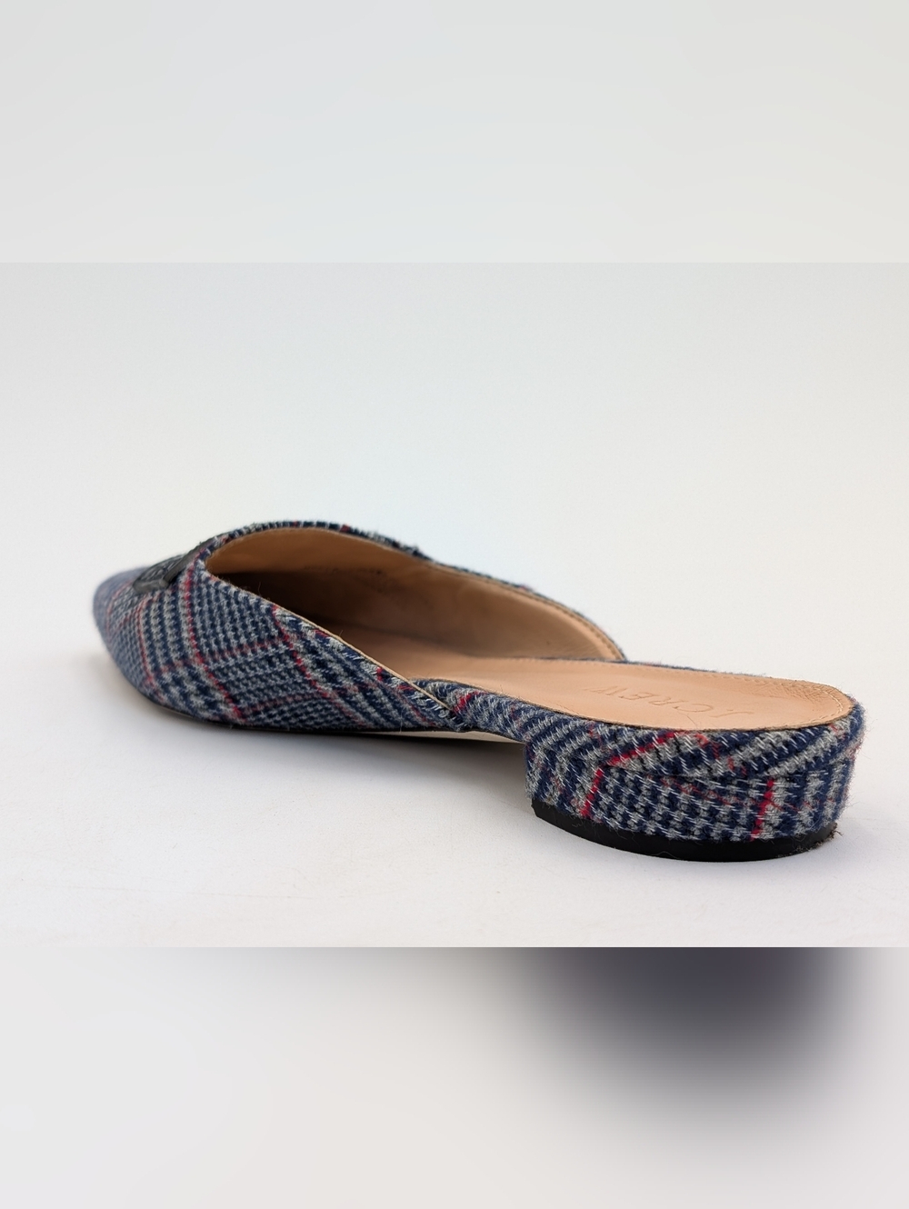 J.CREW Tweed Plaid Penny Loafer Women Sz 5 Blue|Red|White Elongated Pointed Toe - Picture 7 of 17